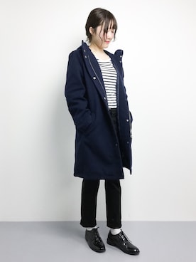 「PUNYUS（プニュズ）のアイテム（ピーコート）」を使った、まるさん（レディース・161cm）の冬コーディネート
