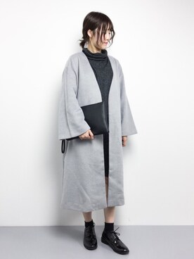 「JEANASIS（ジーナシス）のアイテム（ノーカラージャケット）」を使った、まるさん（レディース・161cm）の冬コーディネート