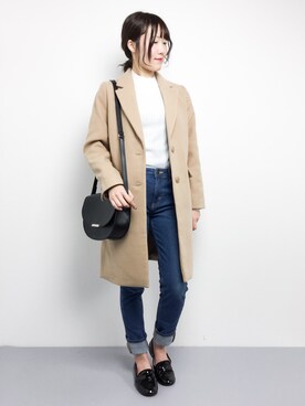 「OLIVE des OLIVE（オリーブデオリーブ）のアイテム（チェスターコート）」を使った、まるさん（レディース・161cm）の冬コーディネート