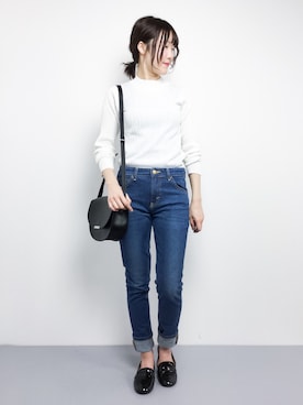 「Samansa Mos2 blue（サマンサモスモスブルー）のアイテム（パンツ）」を使った、まるさん（レディース・161cm）の冬コーディネート