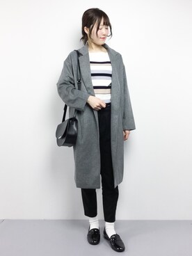 「COLONY 2139（コロニートゥーワンスリーナイン）のアイテム（チェスターコート）」を使った、まるさん（レディース・161cm）の冬コーディネート