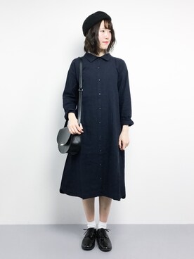 「LBC（エルビーシー）のアイテム（シャツワンピース）」を使った、まるさん（レディース・161cm）の冬コーディネート