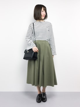 「SLOBE IENA（スローブイエナ）の《WEB限定》PEタイプライターミモレスカート◆（スカート）」を使った、まるさん（レディース・161cm）の冬コーディネート