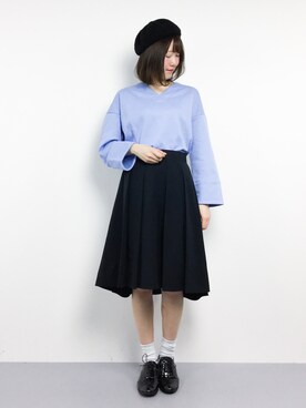 「レースアップシューズ」｜「アイテム（チュニック）」を使った、まるさん（レディース・161cm）の春コーディネート