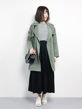 「PREFERIR（プレフェリール）のアイテム（トレンチコート）」を使った、まるさん（レディース・161cm）の春コーディネート