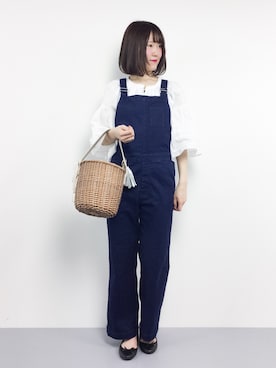「haco!（ハコ）のアイテム（オールインワン・サロペット）」を使った、まるさん（レディース・161cm）の春コーディネート