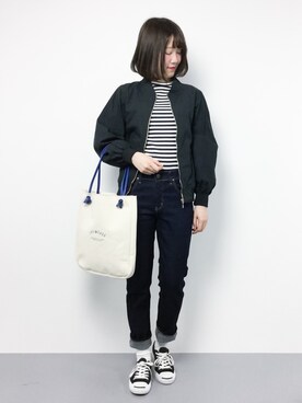 「DOUBLE NAME（ダブルネーム）のアイテム（ブルゾン）」を使った、まるさん（レディース・161cm）の春コーディネート