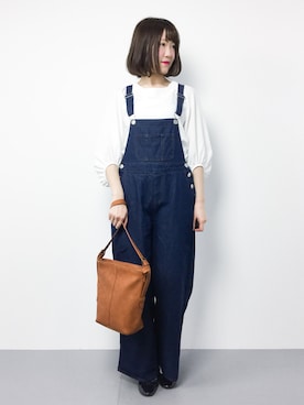 「SPINNS（スピンズ）のアイテム（つなぎ/オールインワン）」を使った、まるさん（レディース・161cm）の春コーディネート