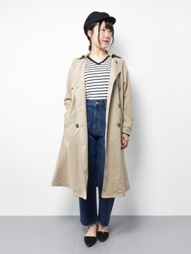 「select MOCA（セレクトモカ）のアイテム（トレンチコート）」を使った、まるさん（レディース・161cm）の春コーディネート