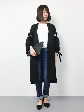 「OSMOSIS（オズモーシス）のアイテム（ノーカラージャケット）」を使った、まるさん（レディース・161cm）の春コーディネート