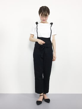 「半袖」｜「アイテム（つなぎ/オールインワン）」を使った、まるさん（レディース・161cm）の夏コーディネート