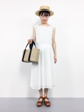 「chambre de charme（シャンブルドゥシャーム）のアイテム（ワンピース）」を使った、まるさん（レディース・161cm）の夏コーディネート