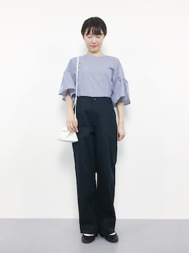 「袖ボリューム」｜「アイテム（チノパンツ）」を使った、まるさん（レディース・161cm）の夏コーディネート