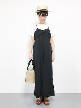 「titivate（ティティベイト）のアイテム（つなぎ/オールインワン）」を使った、まるさん（レディース・161cm）の夏コーディネート