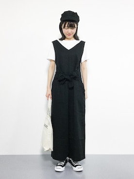 「KBF（ケイビーエフ）のアイテム（つなぎ/オールインワン）」を使った、まるさん（レディース・161cm）の夏コーディネート