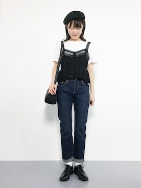 「501(R)T（ゴーマルイチティー）のアイテム」を使った、まるさん（レディース・161cm）の夏コーディネート