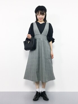 「ドレスシューズ」｜「アイテム（サロペット/オーバーオール）」を使った、まるさん（レディース・161cm）の秋コーディネート