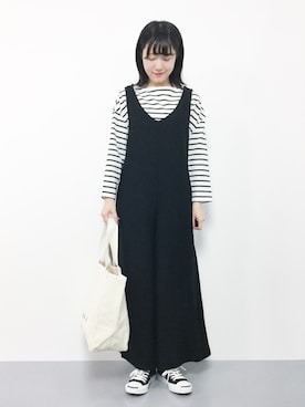 「haco!（ハコ）のアイテム（つなぎ/オールインワン）」を使った、まるさん（レディース・161cm）の秋コーディネート