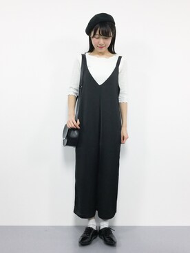 「レースアップシューズ」｜「アイテム（つなぎ/オールインワン）」を使った、まるさん（レディース・161cm）の秋コーディネート