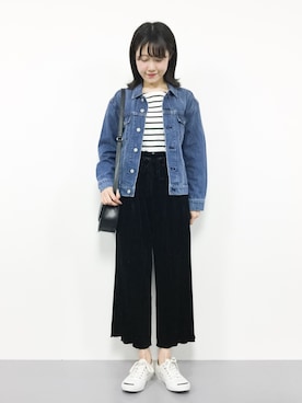 「URBAN RESEARCH DOORS（アーバンリサーチドアーズ）のボーダーボートネックプルオーバー（Tシャツ/カットソー）」を使った、まるさん（レディース・161cm）の秋コーディネート