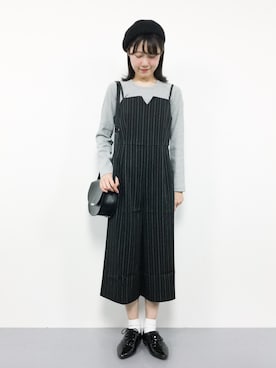 「ドレスシューズ」｜「アイテム（つなぎ/オールインワン）」を使った、まるさん（レディース・161cm）の秋コーディネート