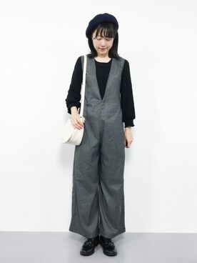 「ドレスシューズ」｜「アイテム（サロペット/オーバーオール）」を使った、まるさん（レディース・161cm）の秋コーディネート