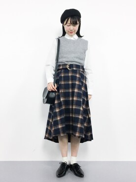 「SEVENDAYS=SUNDAY（セブンデイズサンデイ）のアイテム（ベスト）」を使った、まるさん（レディース・161cm）の秋コーディネート
