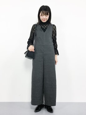 「ドレスシューズ」｜「アイテム（つなぎ/オールインワン）」を使った、まるさん（レディース・161cm）の秋コーディネート