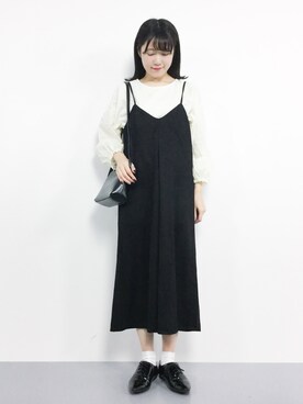 「ドレスシューズ」｜「アイテム（つなぎ/オールインワン）」を使った、まるさん（レディース・161cm）の秋コーディネート
