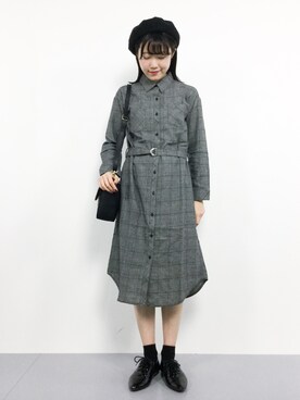 「ドレスシューズ」｜「アイテム（シャツワンピース）」を使った、まるさん（レディース・161cm）の秋コーディネート