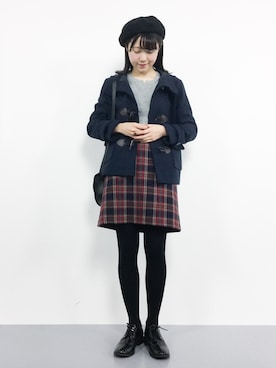 「ドレスシューズ」｜「アイテム（ダッフルコート）」を使った、まるさん（レディース・161cm）の秋コーディネート