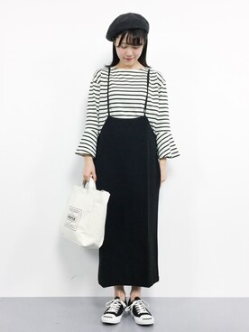 「antiqua（アンティカ）のアイテム（オールインワン・サロペット）」を使った、まるさん（レディース・161cm）の秋コーディネート