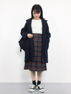 「coen（コーエン）のアイテム（ピーコート）」を使った、まるさん（レディース・161cm）の秋コーディネート