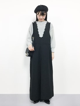 「merlot plus（メルロープリュス）のアイテム（オールインワン・サロペット）」を使った、まるさん（レディース・161cm）の秋コーディネート