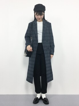 「RAY CASSIN（レイカズン）のアイテム（チェスターコート）」を使った、まるさん（レディース・161cm）の秋コーディネート