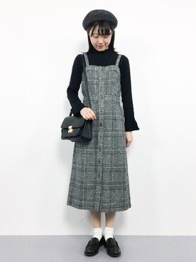 「rps（アールピーエス）のアイテム（ジャンパースカート）」を使った、まるさん（レディース・161cm）の秋コーディネート