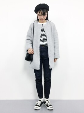 まるさんの「LE DENIM テーパードデニムパンツ◆」を使ったコーディネート