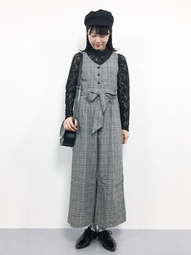 「SpRay（スプレイ）のアイテム（つなぎ/オールインワン）」を使った、まるさん（レディース・161cm）の秋コーディネート