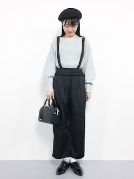 「merlot plus（メルロープリュス）のアイテム（オールインワン・サロペット）」を使った、まるさん（レディース・161cm）の秋コーディネート