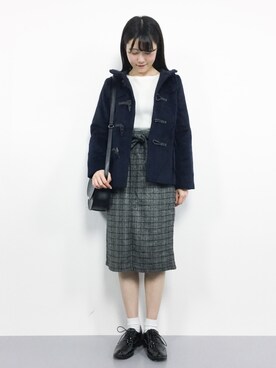 「ドレスシューズ」｜「アイテム（ダッフルコート）」を使った、まるさん（レディース・161cm）の秋コーディネート
