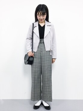 「31 Sons de mode（トランテアン　ソン　ドゥ　モード）のアイテム（ライダースジャケット）」を使った、まるさん（レディース・161cm）の秋コーディネート