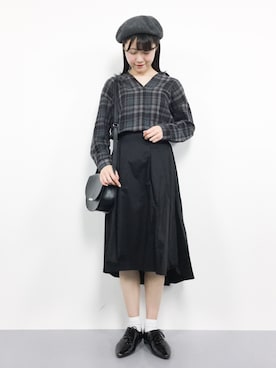 「SEVENDAYS=SUNDAY（セブンデイズサンデイ）のアイテム（ハンチング/ベレー帽）」を使った、まるさん（レディース・161cm）の秋コーディネート