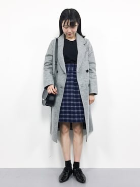 「Honeys（ハニーズ）のアイテム（チェスターコート）」を使った、まるさん（レディース・161cm）の秋コーディネート