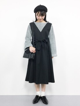 「LAKOLE（ラコレ）のアイテム（ハンチング/ベレー帽）」を使った、まるさん（レディース・161cm）の秋コーディネート