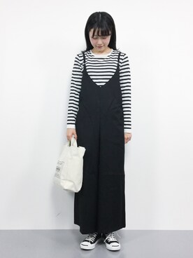 「SpRay（スプレイ）のアイテム（オールインワン・サロペット）」を使った、まるさん（レディース・161cm）の秋コーディネート