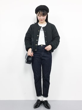 「LAKOLE（ラコレ）のアイテム（ハンチング/ベレー帽）」を使った、まるさん（レディース・161cm）の秋コーディネート