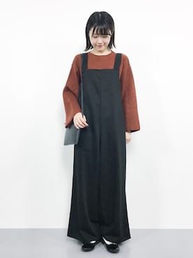 「nano・universe」｜「アイテム（サロペット/オーバーオール）」を使った、まるさん（レディース・161cm）の秋コーディネート
