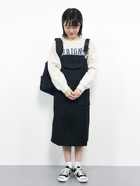 「Futier land（フューティアランド）のアイテム（サロペット/オーバーオール）」を使った、まるさん（レディース・161cm）の秋コーディネート