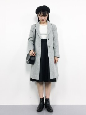 「BACK NUMBER（バックナンバー）のアイテム（チェスターコート）」を使った、まるさん（レディース・161cm）の冬コーディネート