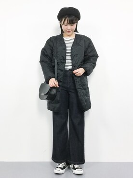「WEGO（ウィゴー）のアイテム（ノーカラージャケット）」を使った、まるさん（レディース・161cm）の冬コーディネート